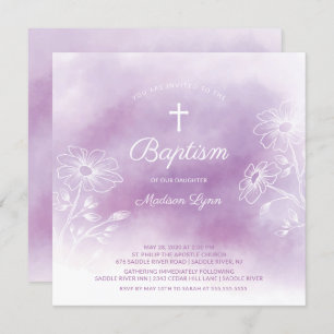 Invitación Bautismo color morado