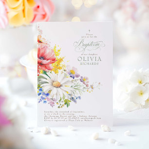 Invitación Bautismo con flores silvestres