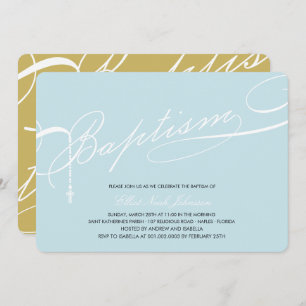 Invitación Bautismo con guiones Rosario Cruz Azul Religioso