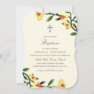 Invitación Bautismo con lapiceros amarillos