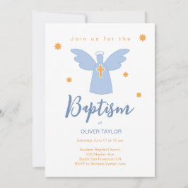 Invitación Bautismo Cristalizador Ángel y Estrellas Invitació