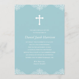 Invitación Bautismo/cristianismo azul