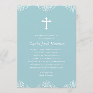 Invitación Bautismo/cristianismo azul