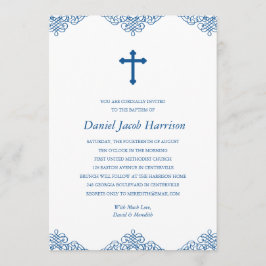 Invitación Bautismo/cristianismo de los niños azules