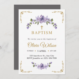 Invitación Bautismo cristiano moderado simple y elegante