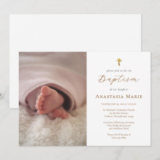 Invitación Bautismo Cristiano Ortodoxo de Foto Minimalista