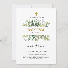 Invitación Bautismo cruzado de oro