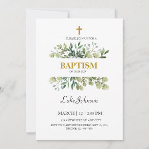 Invitación Bautismo cruzado de oro