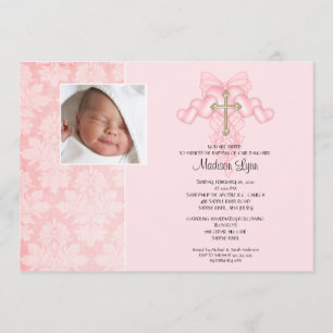 Invitación Bautismo cruzado Inviation de la foto de la niña
