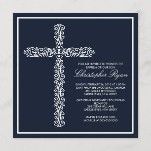 Invitación Bautismo cruzado Inviation del muchacho del