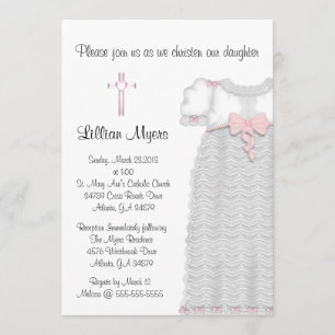 Invitación Bautismo cruzado rosado elegante elegante/bautizo