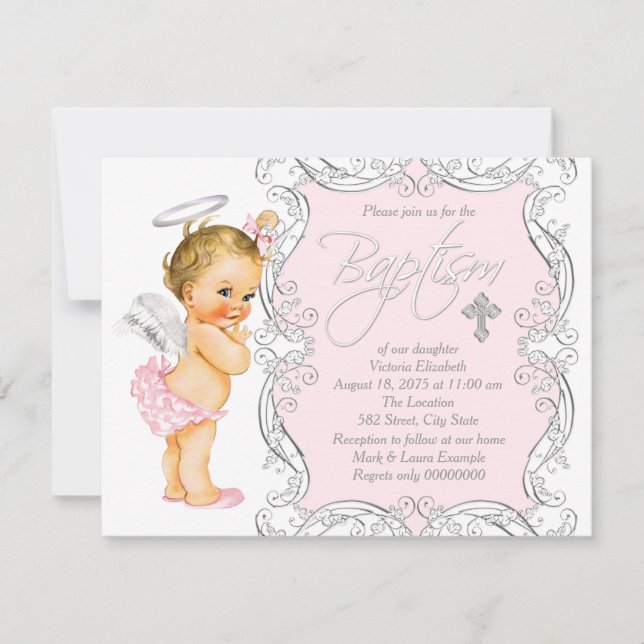Invitación Bautismo de Angel de las Niñas (Anverso)