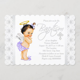 Invitación Bautismo de Angel Púrpura