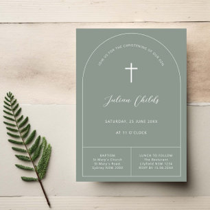 Invitación bautismo de arqueo simple minimalista