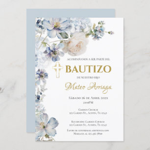 Invitación Bautismo de Boho Azul