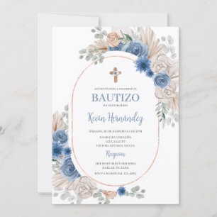 Invitación Bautismo de Boho Azul