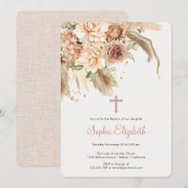 Invitación Bautismo de boho de pasto