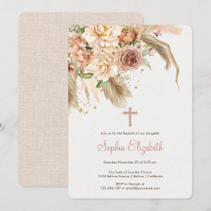 Invitación Bautismo de boho de pasto
