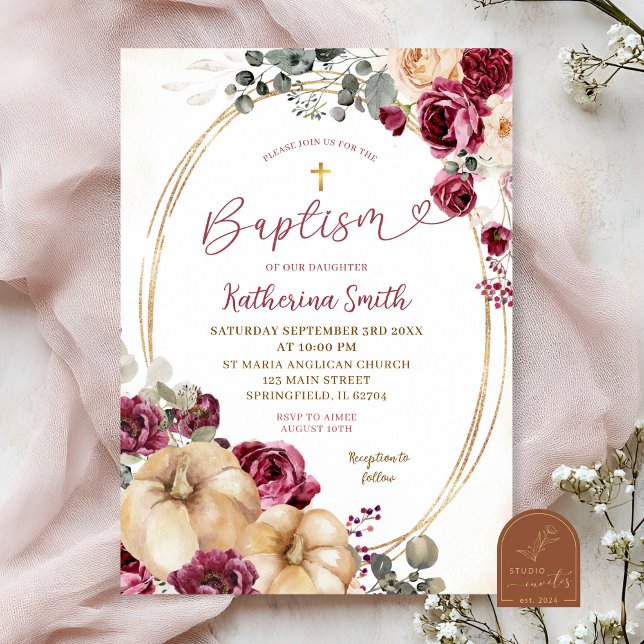 Invitación Bautismo de calabaza de Ivory Marsala (Subido por el creador)