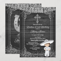 Bautismo de charro mexicano de plata negra y terce