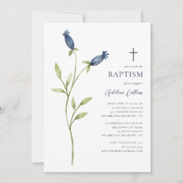 Invitación Bautismo de color azul delgado
