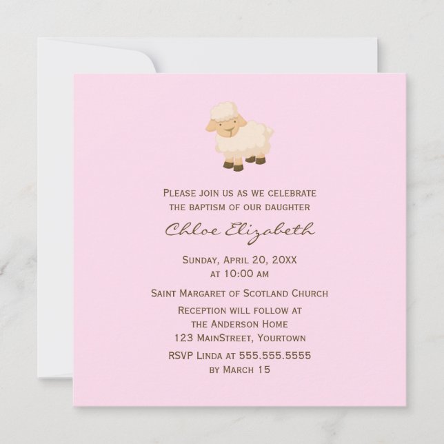 Invitación Bautismo de cordero pequeño (Anverso)