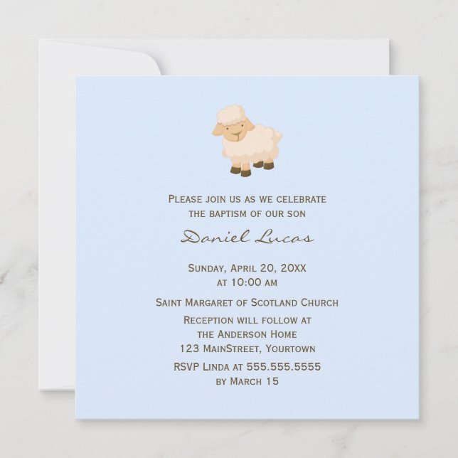 Invitación Bautismo de cordero pequeño (Anverso)