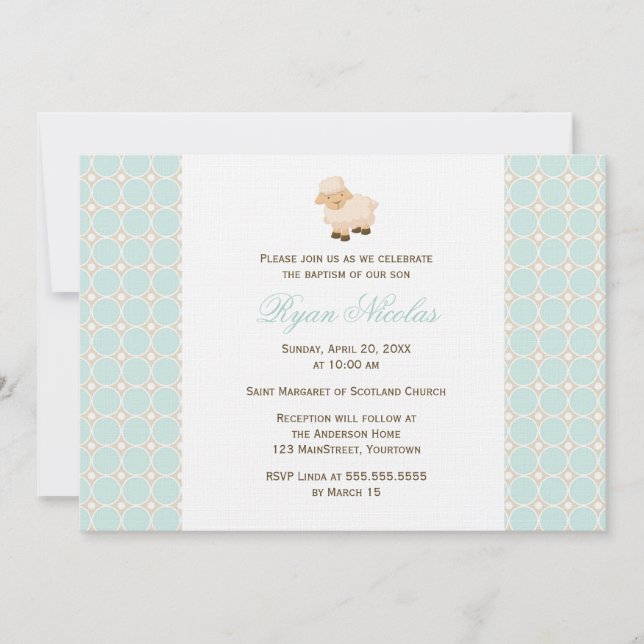 Invitación Bautismo de cordero pequeño (Anverso)
