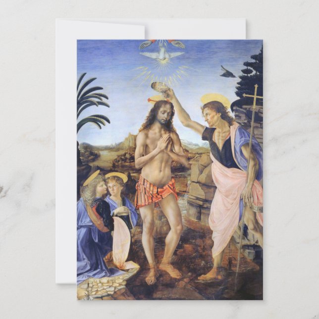 Invitación Bautismo de Cristo por Verrocchio, Leonardo da Vin (Anverso)