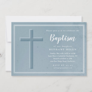Invitación Bautismo de cruz textural simple
