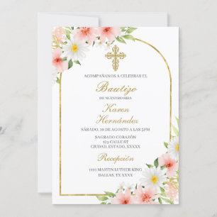 Invitación Bautismo de flor de primavera español