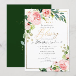 Invitación Bautismo de flor delicada de acuarela rosa de PixD