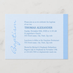 Invitación Bautismo de franja azul única