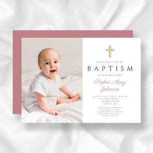Invitación Bautismo de imagen entre Chicas religiosos rosados