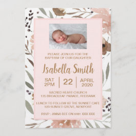 Invitación Bautismo de la acuarela/invitación florales del
