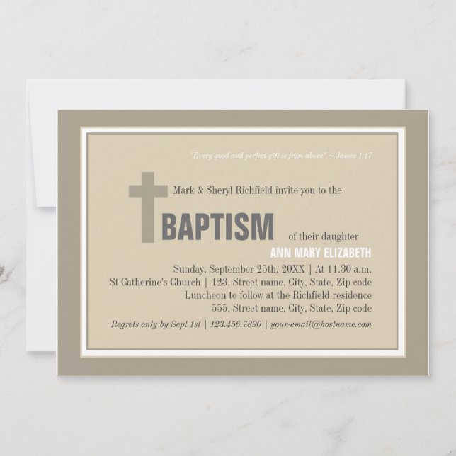Invitación Bautismo de la Cruz Marrón (Anverso)