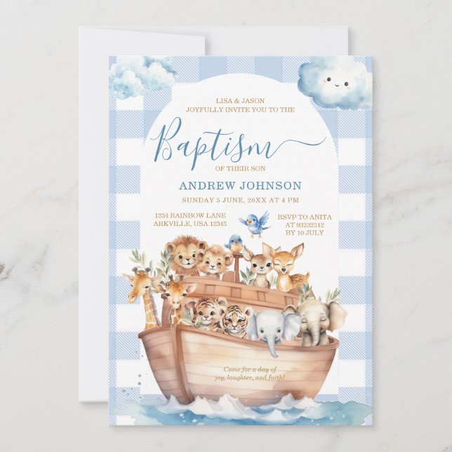 Invitación Bautismo de los animales salvajes de la Cuta Arca  (Anverso)