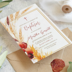 Invitación Bautismo de los Chicas beiges de otoño de Pampas