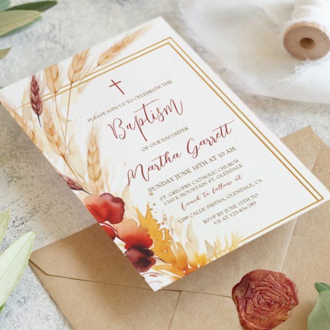 Invitación Bautismo de los Chicas beiges de otoño de Pampas (Subido por el creador)