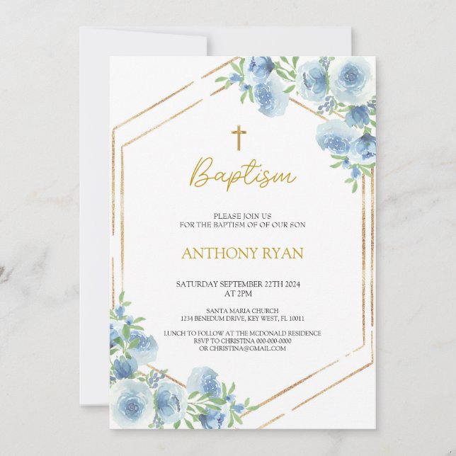 Invitación Bautismo de los niños azules (Anverso)