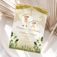 Bautismo de los niños gemelos dorados y blancos y