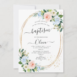 Invitación Bautismo de los Rosas azul rosado de ArtsApp H2 Ru