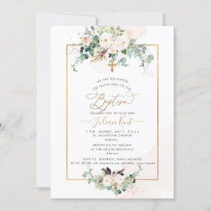 Invitación Bautismo de los Rosas de Rubor H2 de PixDezines