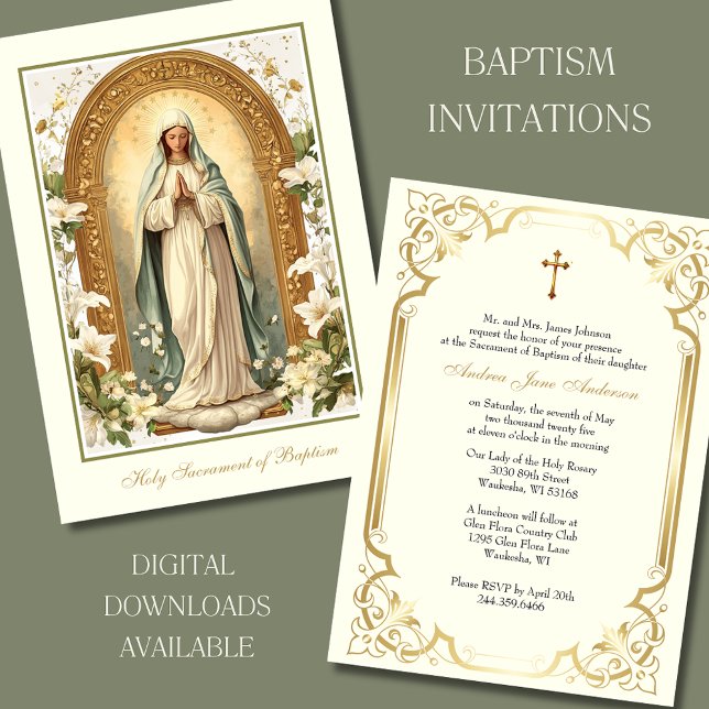 Invitación Bautismo de oro católico Christening Lilis (Subido por el creador)