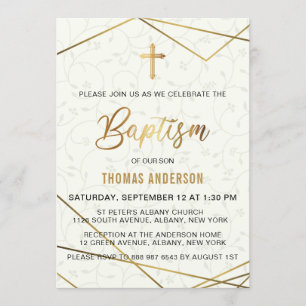Invitación Bautismo de oro clásico