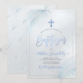 Invitación Bautismo de palmas de plata PixDezines