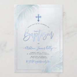 Invitación Bautismo de palmas de plata PixDezines