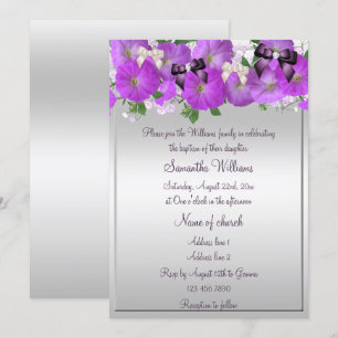 Invitación Bautismo de Petunias y vacas Chicas