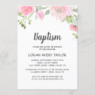 Invitación Bautismo de Rubor Peonies