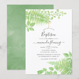 Invitación Bautismo de vegetación en acuarela